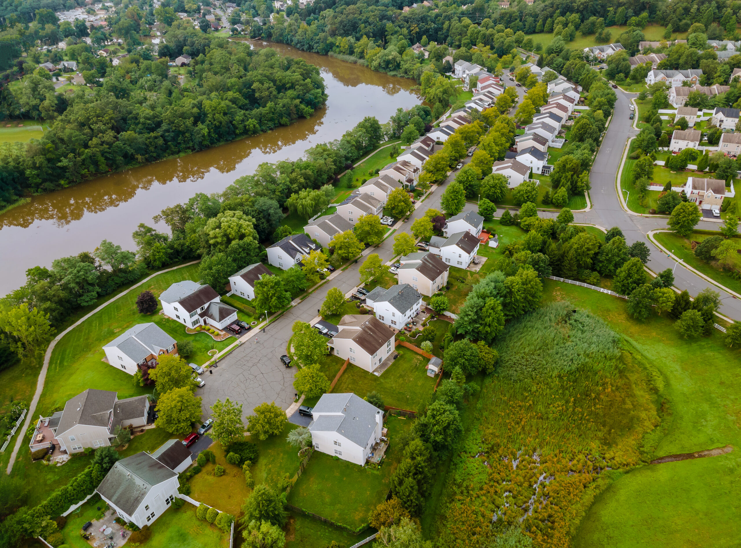 Scenic,Seasonal,Landscape,From,Above,Aerial,View,Of,A,Small