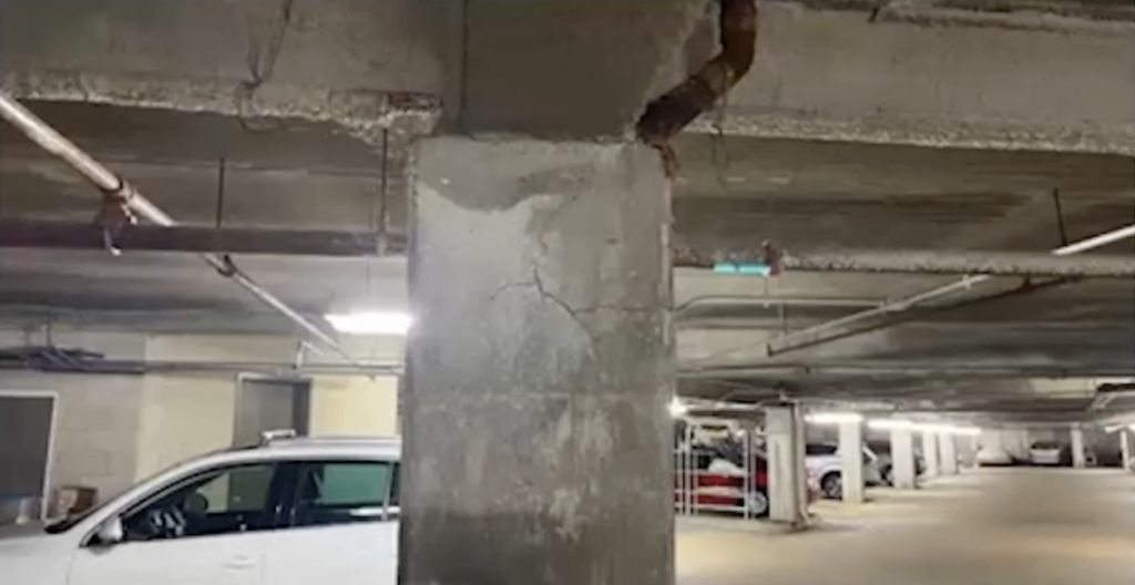 hoa-property-damage-site-inspection-parking-garage-damage