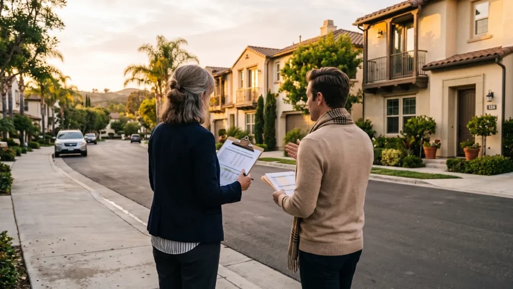 HOA board members reviewing reserve funding rules and guidelines for a townhome community