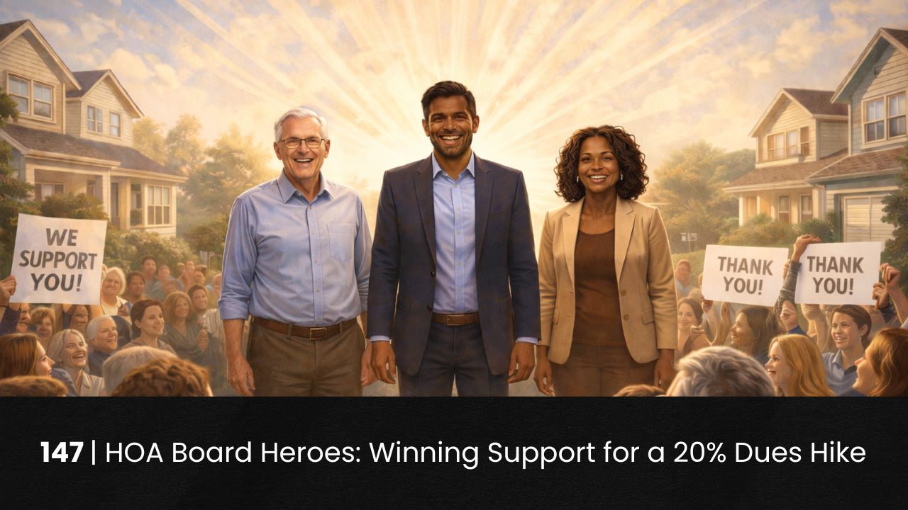 147 | HOA Board Heroes: Winning Community Support for a 20% Dues Hike hoa-podcast